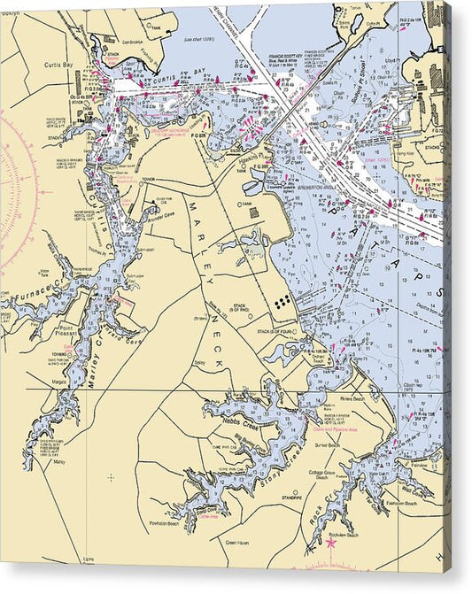 Marley Neck-maryland Nautical Chart - Acrylic Print