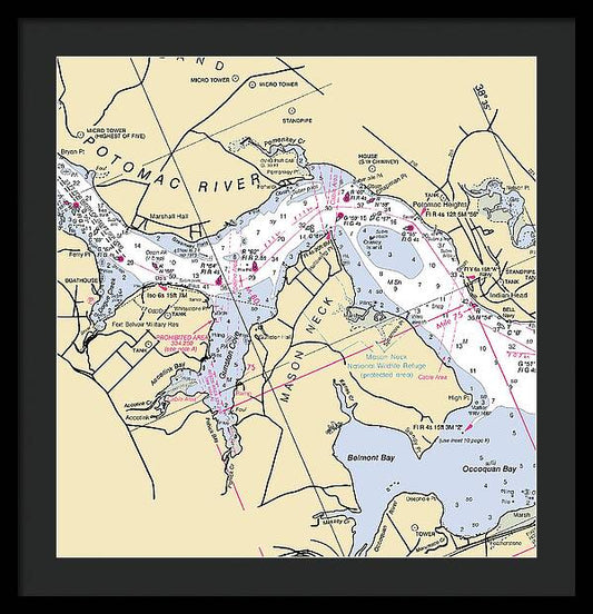 Mason Neck -virginia Nautical Chart _v3 - Framed Print