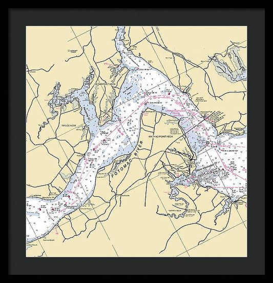 Mathias Point Neck-virginia Nautical Chart - Framed Print