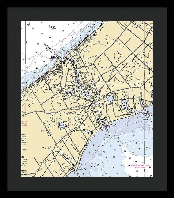 Mattituck-new York Nautical Chart - Framed Print