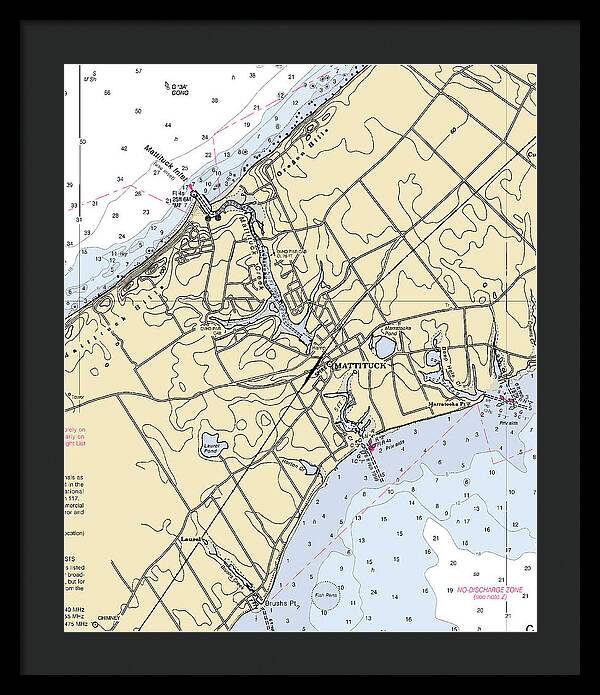 Mattituck-new York Nautical Chart - Framed Print