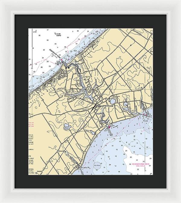 Mattituck-new York Nautical Chart - Framed Print