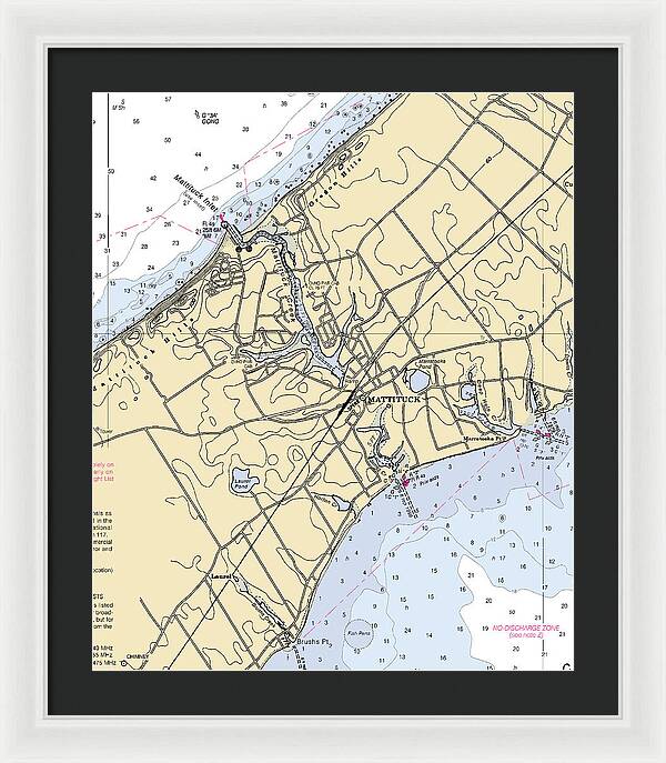 Mattituck-new York Nautical Chart - Framed Print