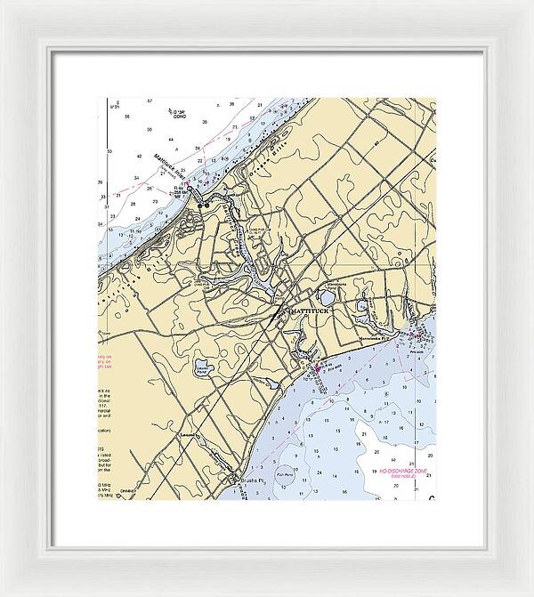 Mattituck-new York Nautical Chart - Framed Print