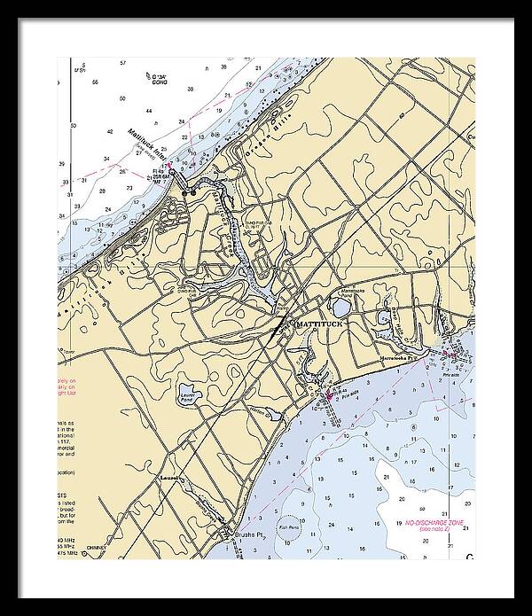 Mattituck-new York Nautical Chart - Framed Print