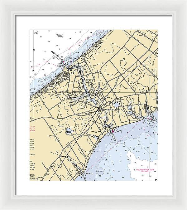 Mattituck-new York Nautical Chart - Framed Print