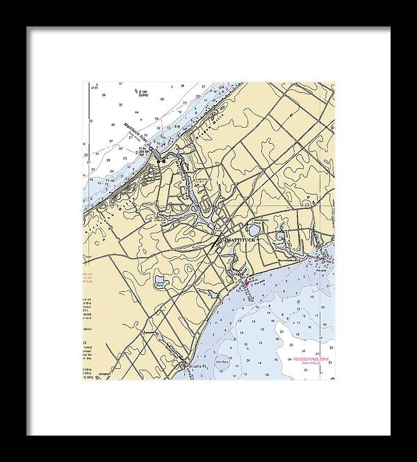 Mattituck-new York Nautical Chart - Framed Print