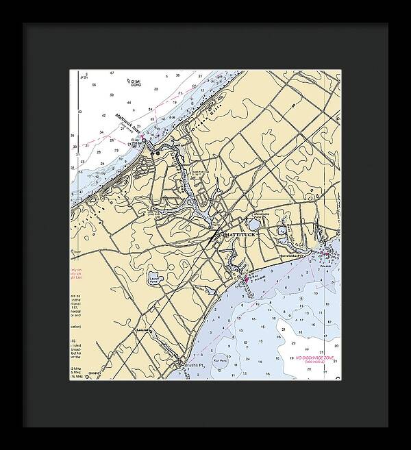 Mattituck-new York Nautical Chart - Framed Print