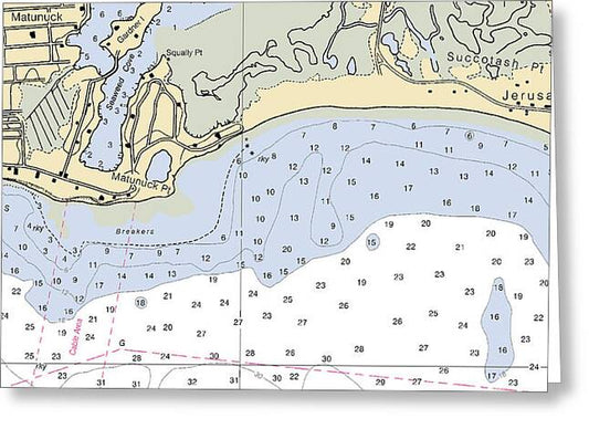 Matunuck -rhode Island Nautical Chart _v2 - Greeting Card