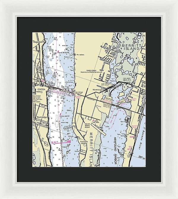 Merritt Island Florida Nautical Chart - Framed Print