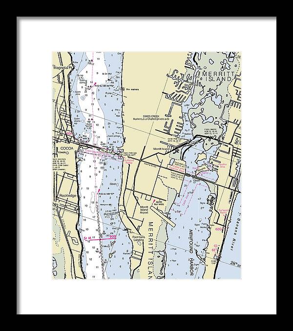 Merritt Island Florida Nautical Chart - Framed Print