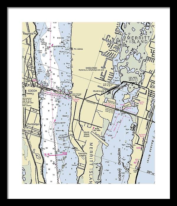Merritt Island Florida Nautical Chart - Framed Print