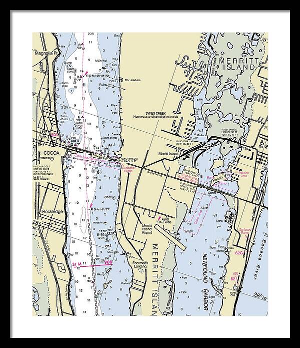 Merritt Island Florida Nautical Chart - Framed Print