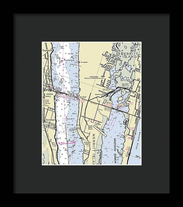 Merritt Island Florida Nautical Chart - Framed Print