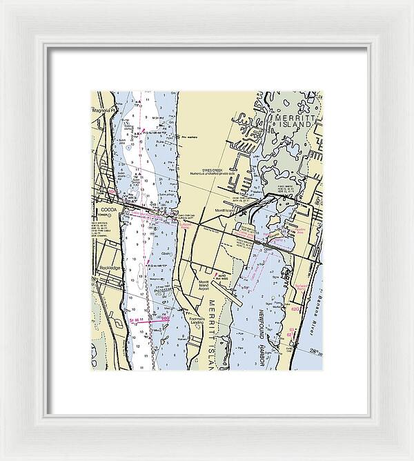 Merritt Island Florida Nautical Chart - Framed Print