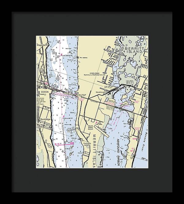 Merritt Island Florida Nautical Chart - Framed Print