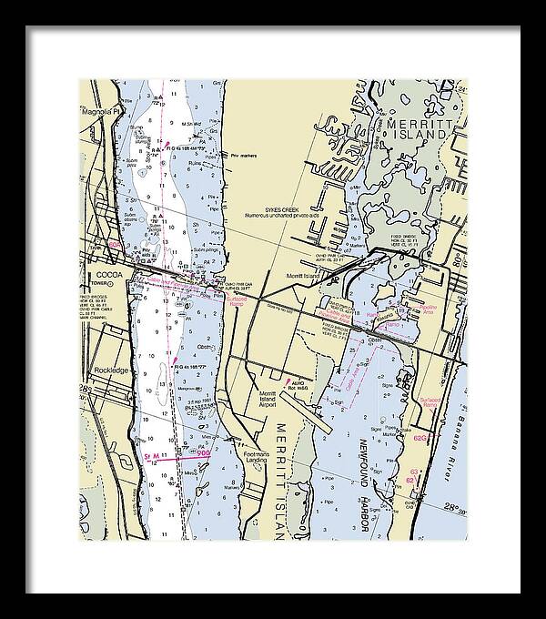 Merritt Island Florida Nautical Chart - Framed Print