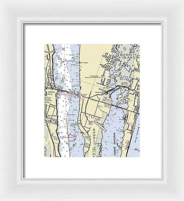 Merritt Island Florida Nautical Chart - Framed Print