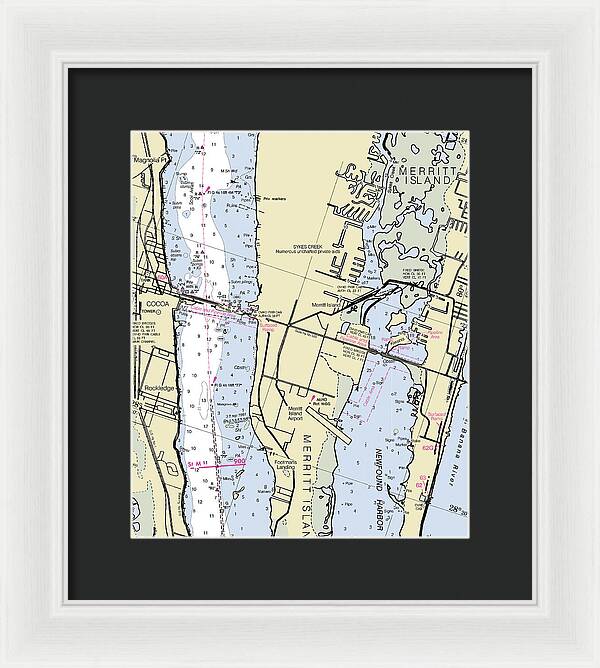 Merritt Island Florida Nautical Chart - Framed Print