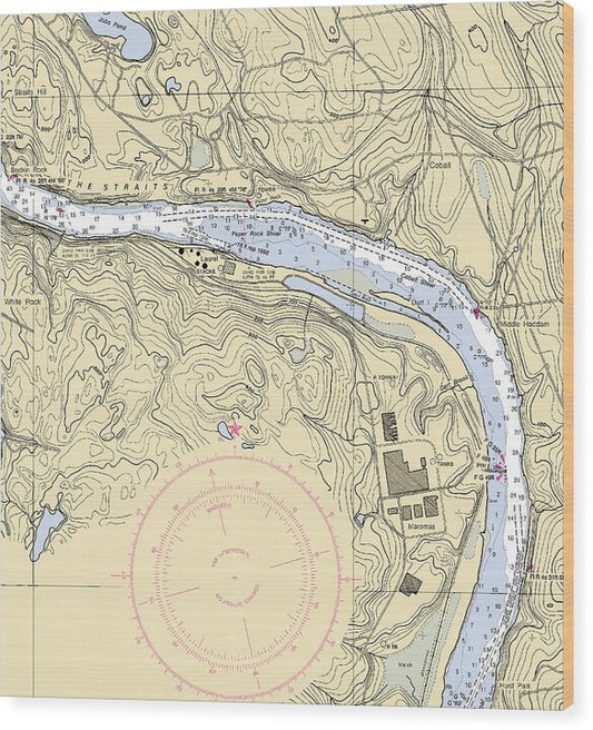 Middle Haddam-connecticut Nautical Chart - Wood Print