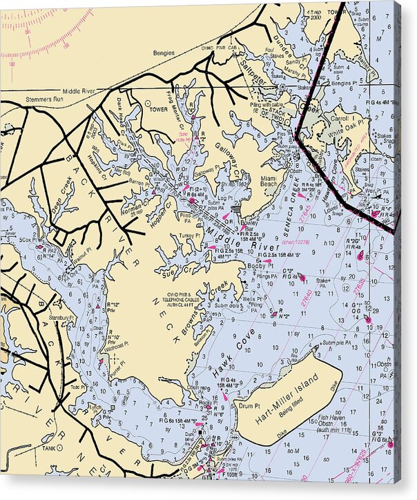 Middle River-maryland Nautical Chart - Acrylic Print