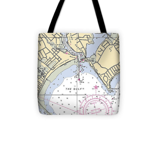 Milford-connecticut Nautical Chart - Tote Bag