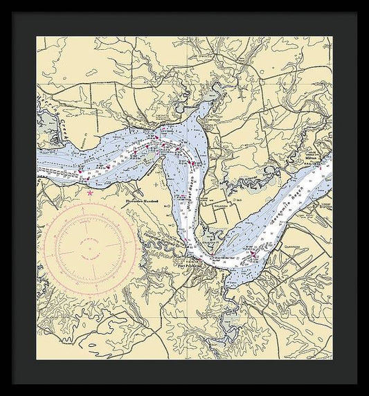 Minges Reach-virginia Nautical Chart - Framed Print