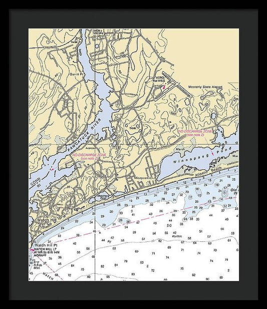 Misquamicut-rhode Island Nautical Chart - Framed Print