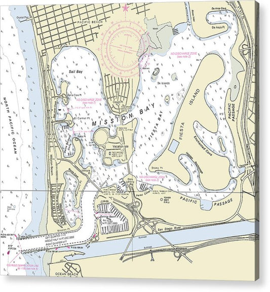Mission Bay California Nautical Chart - Acrylic Print