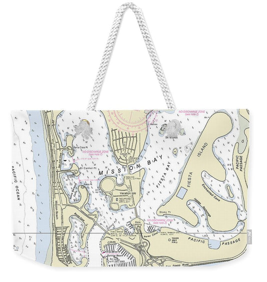 Mission Bay California Nautical Chart - Weekender Tote Bag