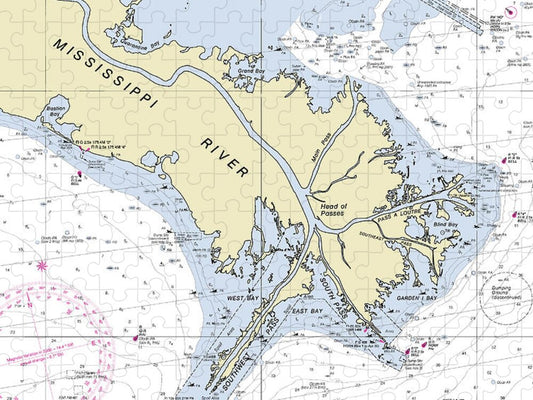Mississippi Delta Louisiana Nautical Chart - Puzzle