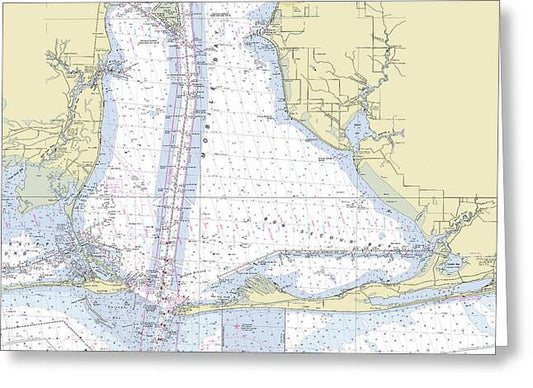 Mobile Alabama Lower Bay Nautical Chart - Greeting Card