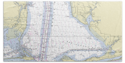Mobile Alabama Lower Bay Nautical Chart - Bath Towel
