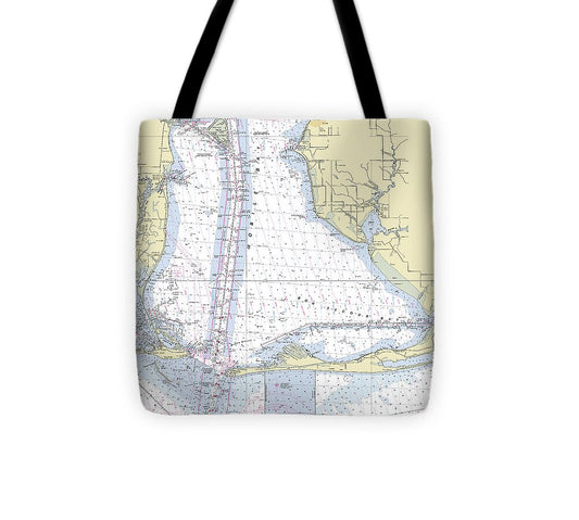 Mobile Alabama Lower Bay Nautical Chart - Tote Bag