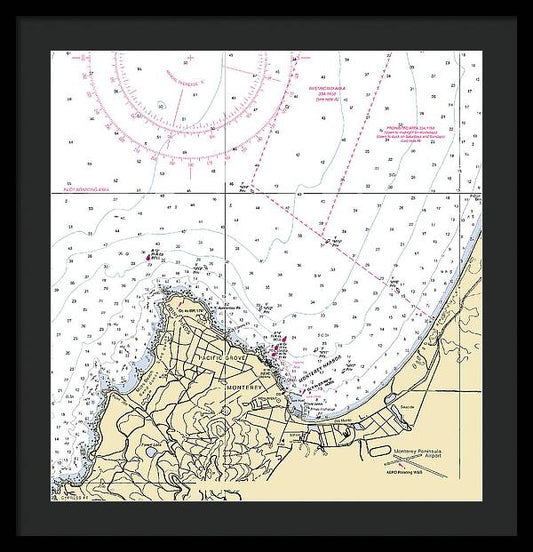 Monterey Harbor -california Nautical Chart _v2 - Framed Print