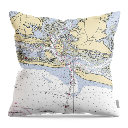 Morehead City-north Carolina Nautical Chart - Throw Pillow