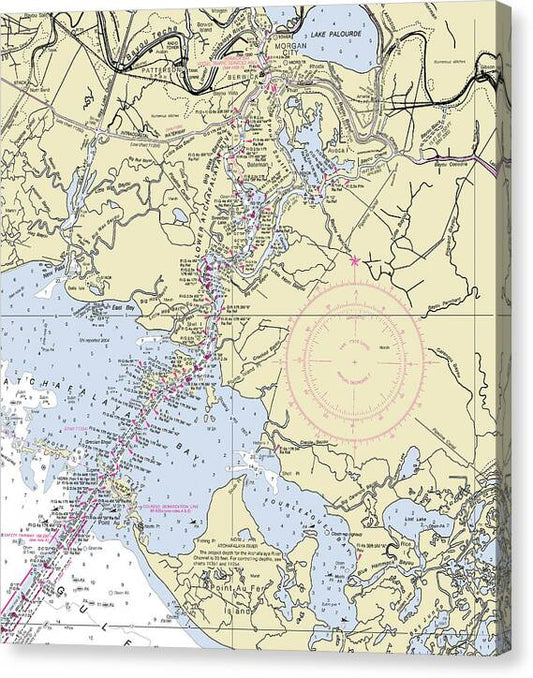 Morgan City Louisiana Nautical Chart - Canvas Print