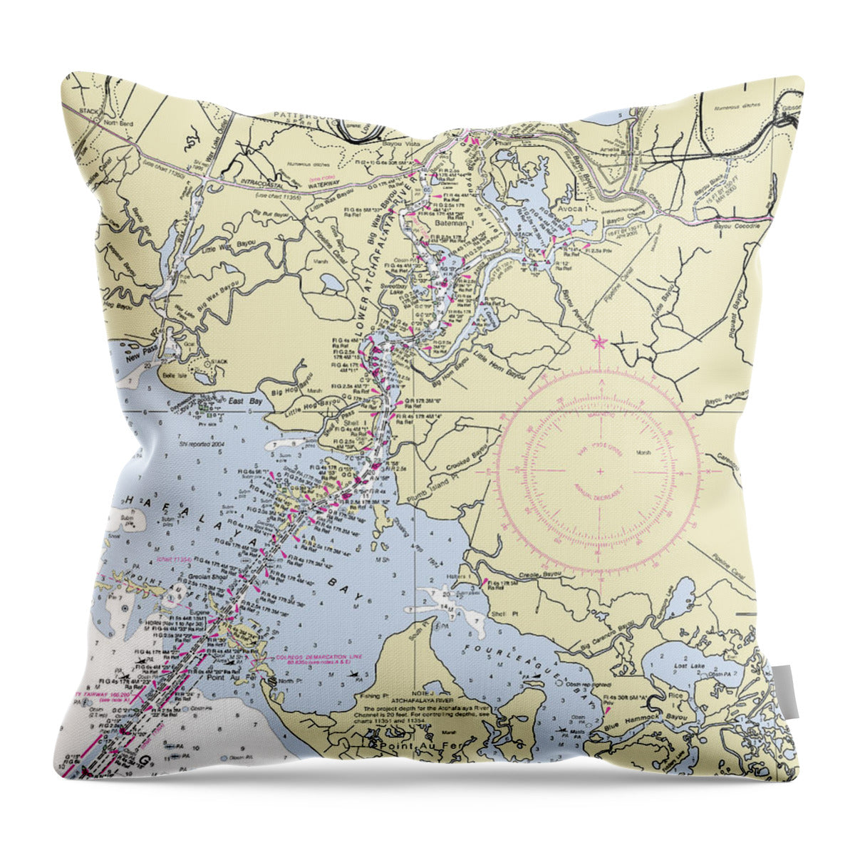 Morgan City Louisiana Nautical Chart - Throw Pillow