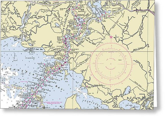 Morgan City Louisiana Nautical Chart - Greeting Card