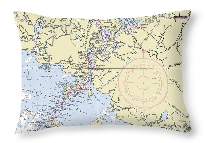 Morgan City Louisiana Nautical Chart - Throw Pillow