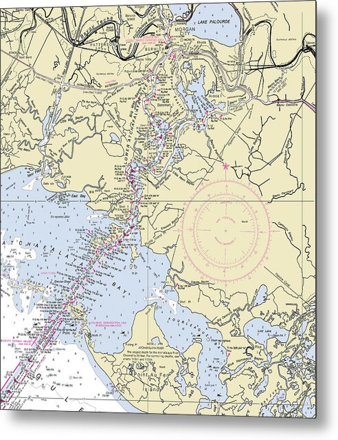 Morgan City Louisiana Nautical Chart - Metal Print