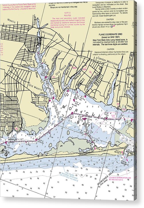 Moriches New York Nautical Chart - Acrylic Print