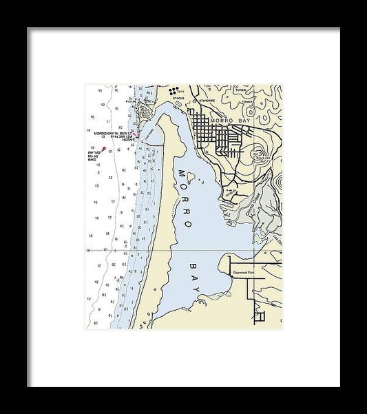 Morrow Bay California Nautical Chart - Framed Print