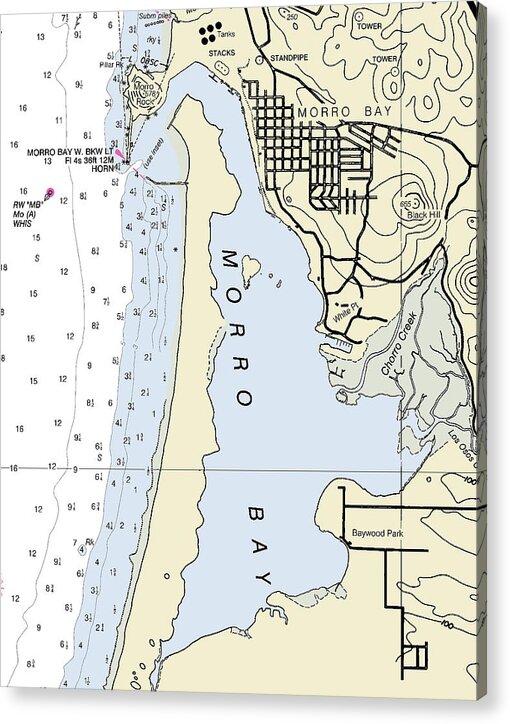 Morrow Bay California Nautical Chart - Acrylic Print