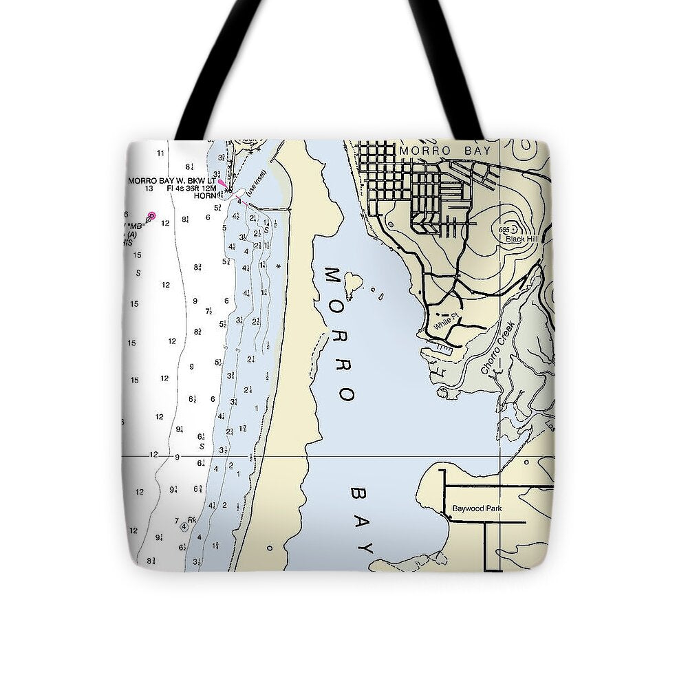 Morrow Bay California Nautical Chart - Tote Bag