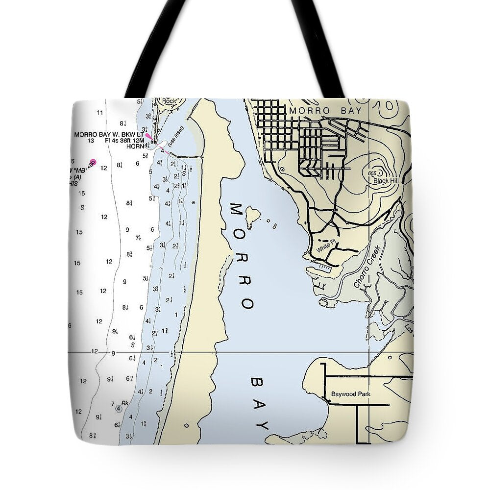 Morrow Bay California Nautical Chart - Tote Bag