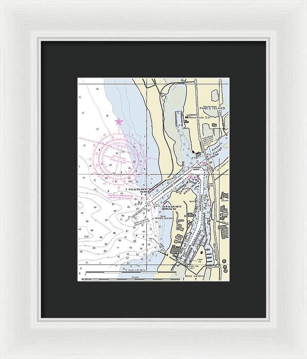 Moss Landing Harbor California Nautical Chart - Framed Print