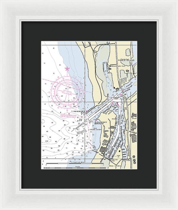 Moss Landing Harbor California Nautical Chart - Framed Print