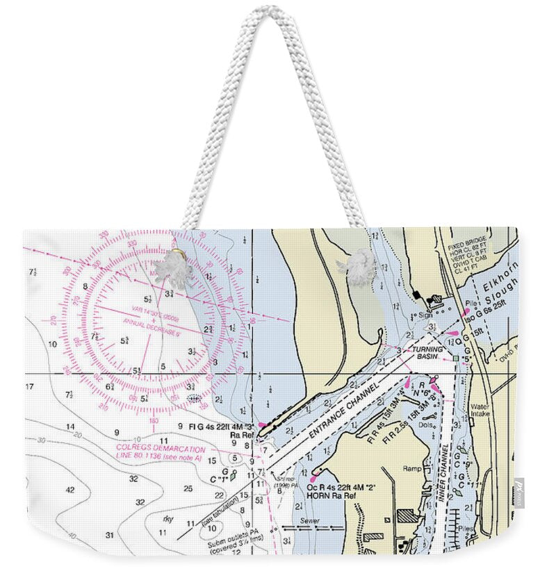 Moss Landing Harbor California Nautical Chart - Weekender Tote Bag