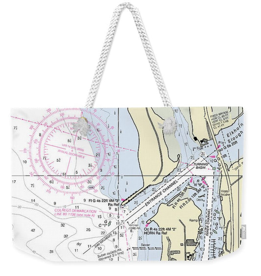 Moss Landing Harbor California Nautical Chart - Weekender Tote Bag